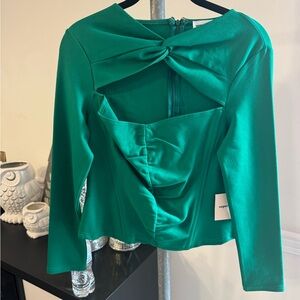 Green Long Sleeve Top - gabby cut out top